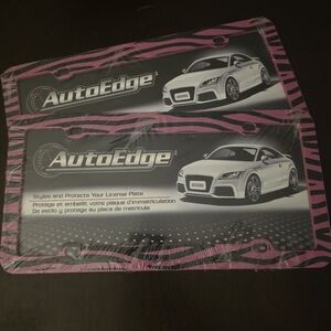 AutoEdge Pink Zebra License Plate Frame Set Of 2 NEW